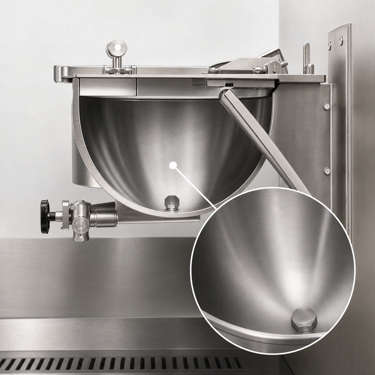 Product image #4 for Legion LSWT-50 50-Gallon Stationary Wall-Mounted Full-Jacketed Direct Steam Kettle