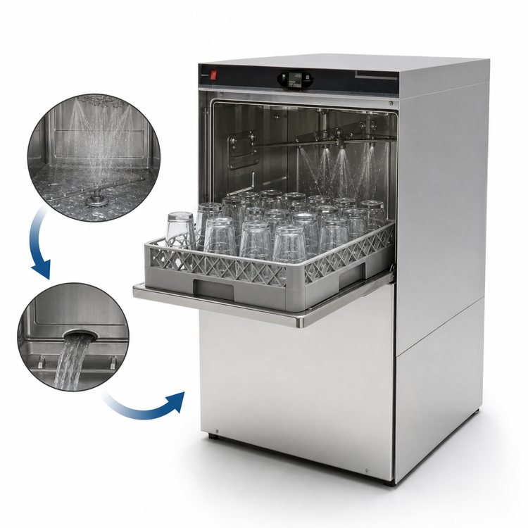 Product image #4 for CMA Energy Mizer H-1X High Temperature Undercounter Dishwasher/Glasswasher with Built-In Booster Heater