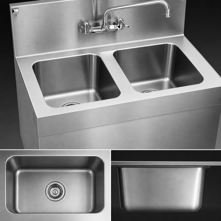 Product image #4 for Spec-Bar Two-Compartment Underbar Sink Unit, 24 Inch W x 19 Inch D, 304 Stainless Steel