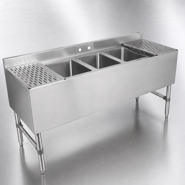 Product image #4 for John Boos 36-Inch 3-Compartment Underbar Sink Unit, 18/300 Stainless Steel, 3-Inch Backsplash