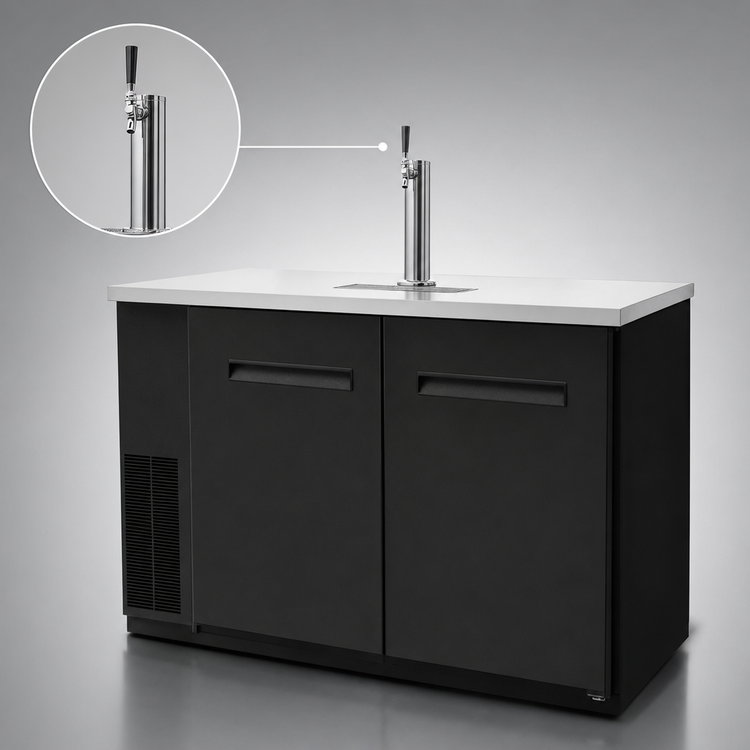 Product image #5 for Migali Competitor Series Two-Section Direct Draw Beer Cooler with Single-Faucet Tower, 48.75-Inch Wide, 2 Half-Barrel Keg Capacity