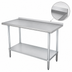 Thumbnail image #4 for Advance Tabco 108 Inch x 36 Inch Stainless Steel Work Table with Rear Up-Turn and Galvanized Undershelf