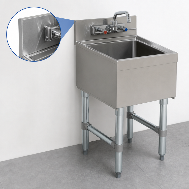 Product image #4 for Advance Tabco Special Value Series Underbar Hand Sink with Backsplash and Faucet, 15 x 18 x 32-3/4 Inches