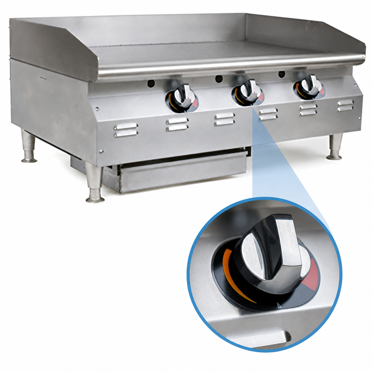 Product image #4 for RedHots Chef's Line Extra-Deep Countertop Natural Gas Griddle, 48-Inch, Thermostatic Snap-Action Controls