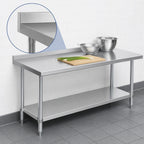 Thumbnail image #4 for Duke Manufacturing 416-3684-2R 84-Inch x 36-Inch Stainless Steel Work Table, 16-Gauge 400 Series, 1-1/8-Inch Riser, Galvanized Undershelf