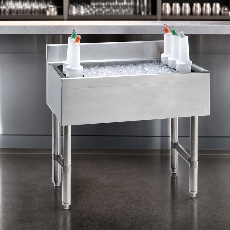 Product image #4 for Advance Tabco Underbar Basics Stainless Steel Cocktail Unit with 12-Inch Deep Ice Bin, 24 x 21 x 33 Inches