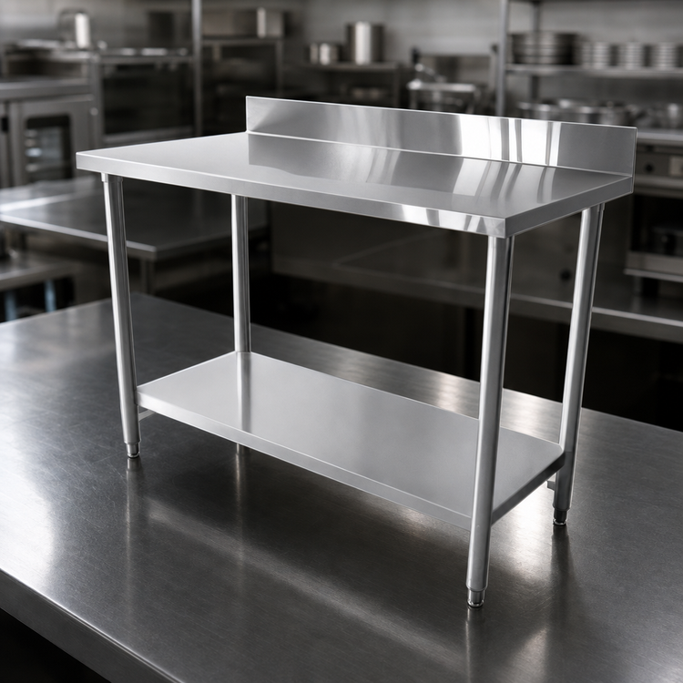 Product image #4 for Thunder Group 84-Inch x 24-Inch Stainless Steel Work Table with 4-Inch Backsplash and Adjustable Undershelf