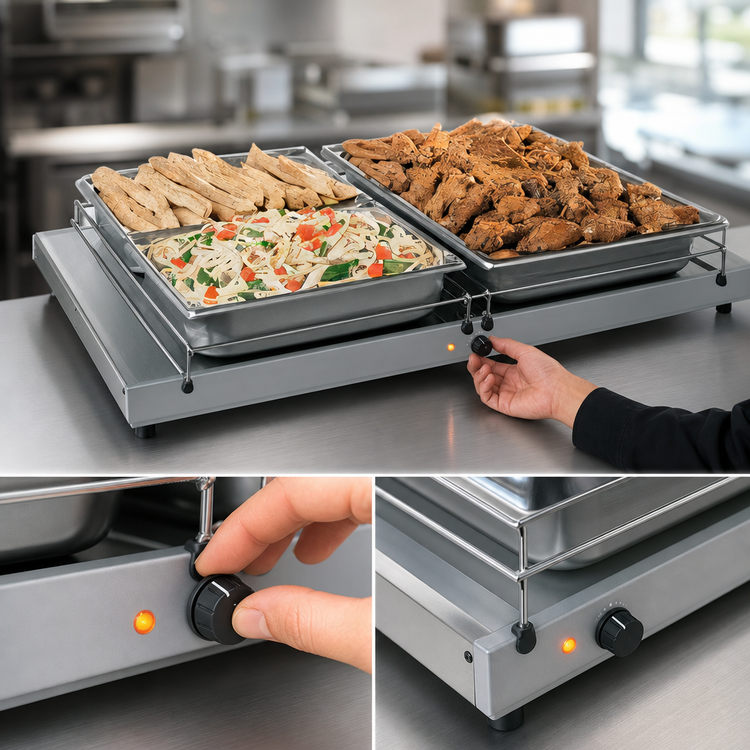 Product image #4 for Hatco Glo-Ray Freestanding Heated Warming Shelf, 42 Inch Wide x 15-1/2 Inch Deep, Stainless Steel Top