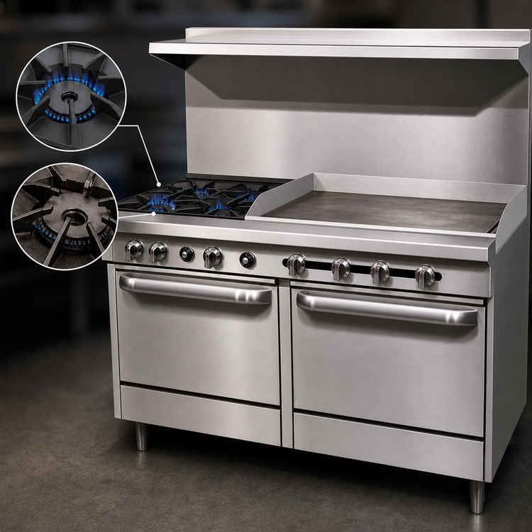 Product image #4 for Southbend S-Series 60 3/4-Inch Gas Restaurant Range with 2 Open Burners, 48-Inch Griddle and 2 Standard Ovens