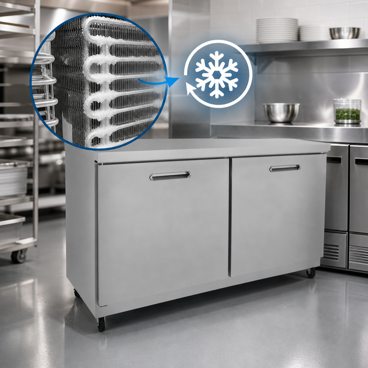 Product image #5 for Kelvinator Commercial 61-Inch Two-Section Undercounter Refrigerator, 15.5 Cu. Ft., Solid Doors, Rear-Mounted Self-Contained Refrigeration