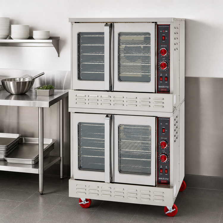 Product image #5 for American Range Majestic MSDE-2 Double-Deck Standard-Depth Electric Convection Oven with 50/50 Solid Doors