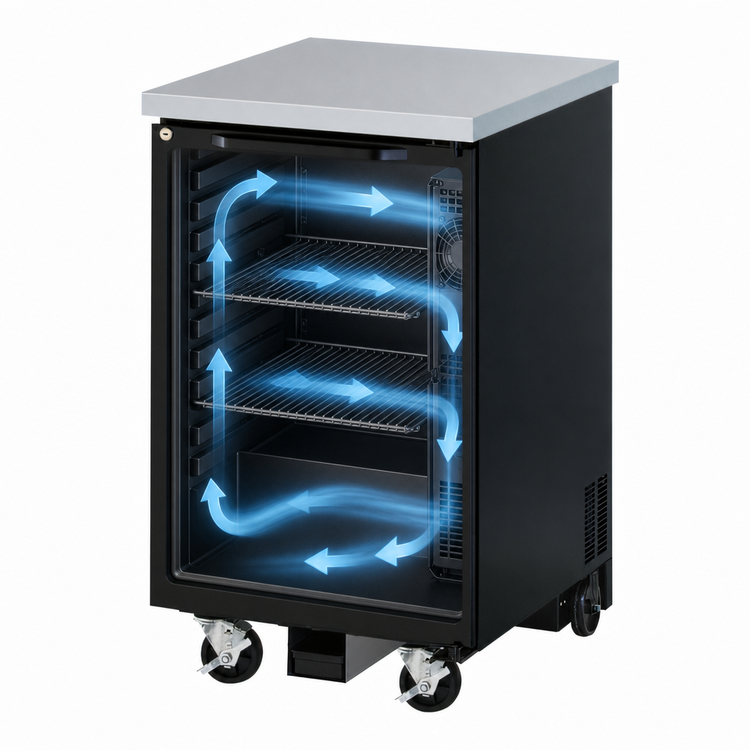 Product image #4 for Turbo Air Super Deluxe One-Section Back Bar Cooler, 7.76 Cu. Ft., Self-Contained