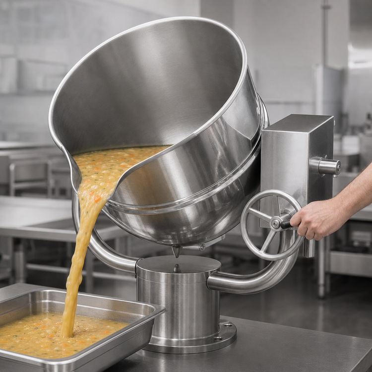 Product image #4 for Groen D-60 60-Gallon Direct Steam Tilting Kettle with 2/3 Jacket and Pedestal Base