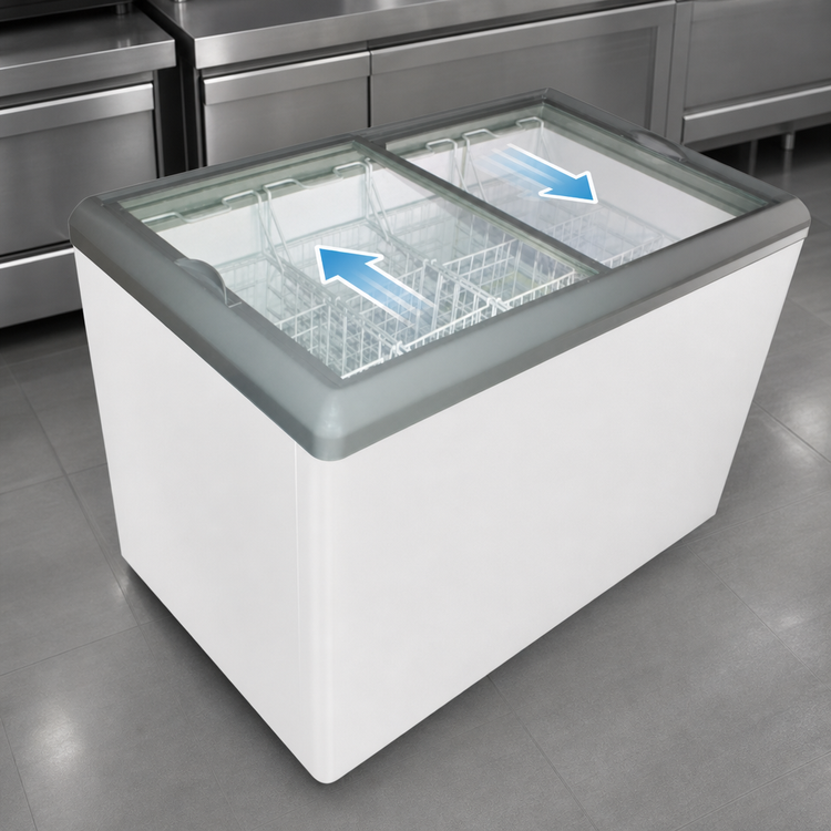 Product image #5 for Excellence Commercial Products Dual Temp Chest Refrigerator/Freezer with Sliding Glass Doors, 11.1 Cu. Ft.