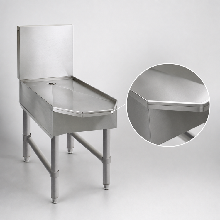 Product image #4 for Advance Tabco Underbar Basics™ Freestanding Stainless Steel Frozen Drink Machine Stand with Drain, 18 Inch Wide