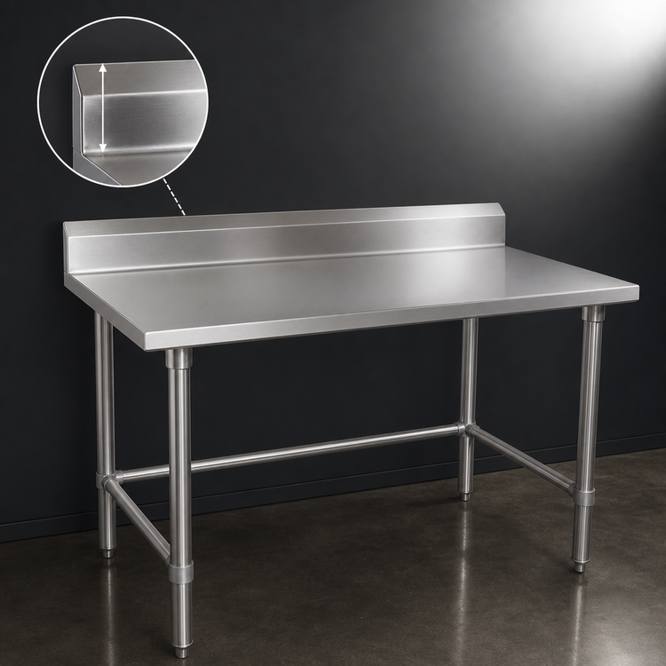 Product image #4 for John Boos Stallion 84-Inch x 36-Inch Stainless Steel Work Table with 5-Inch Backsplash and Safety Edge