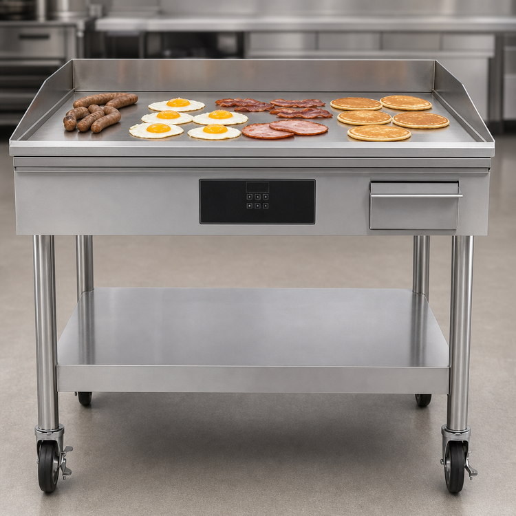 Product image #4 for AccuSteam Electric Floor Model Griddle with Stand and Casters, 36 x 30-Inch Stainless Steel Cooking Surface