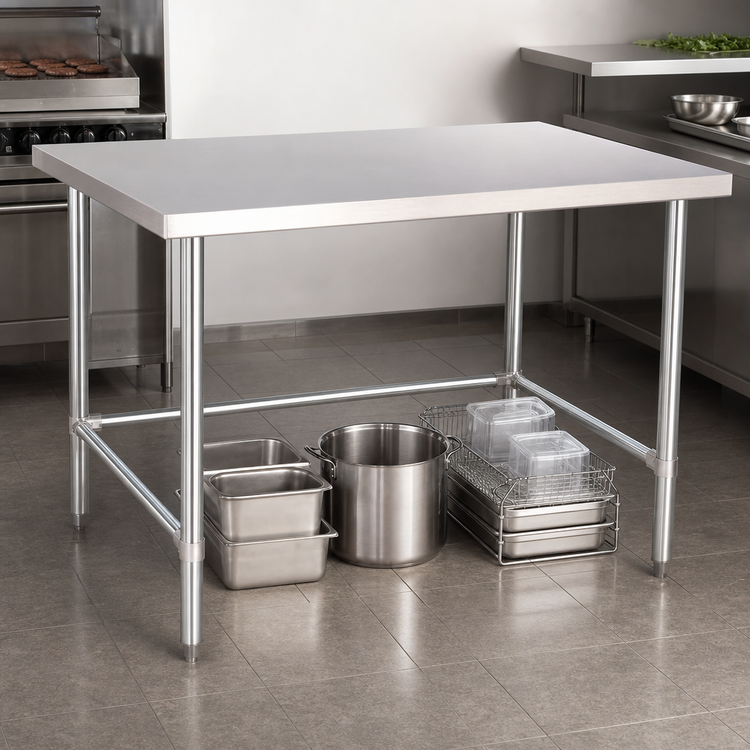Product image #4 for Heavy Duty Flat Top Stainless Steel Work Table, 84 Inch x 24 Inch, Open Base