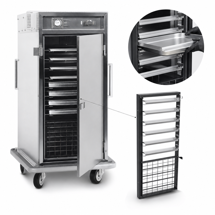 Product image #4 for Carter-Hoffmann ST1820 Heated Full-Height Satellite Transport Cart, 12 Tray / 24 Pan Capacity, Stainless Steel