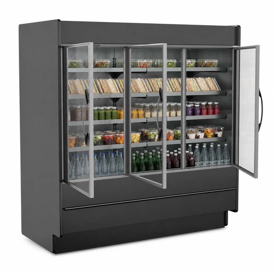 Three Front Swinging Glass Doors