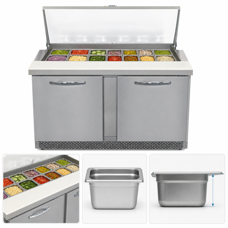 Product image #4 for Mighty Top SW60N18M-FB 60" Two-Section Front Breather Sandwich Prep Table