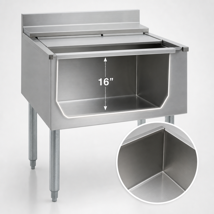 Product image #4 for Eagle 2200 Series 48-Inch Underbar Ice Bin/Cocktail Unit with 16-Inch Deep Liner and Sliding Cover