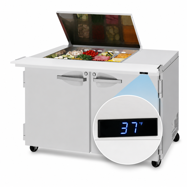 Product image #4 for Turbo Air PRO Series 48-1/4-Inch Mega-Top Sandwich/Salad Prep Table, Flat Lid, 12-Pan, 15 Cu. Ft.