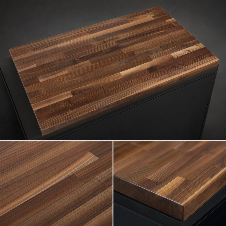 Product image #4 for John Boos Boos Block Blended Rails Edge Grain American Black Walnut Kitchen Countertop, 48 x 27 x 1-1/2 Inch Thick, Varnique Finish
