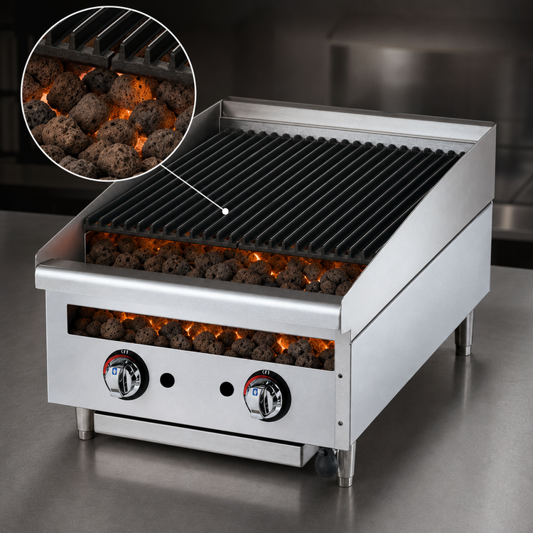 Product image #4 for Star-Max 24-Inch Countertop Lava Rock Gas Charbroiler, 80,000 BTU, Natural Gas