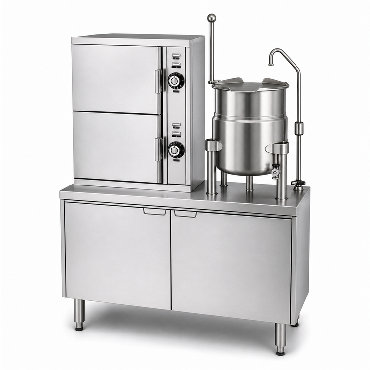 Product image #4 for Crown ECX-10-10 Two Compartment Electric Convection Steamer and 10 Gallon Kettle