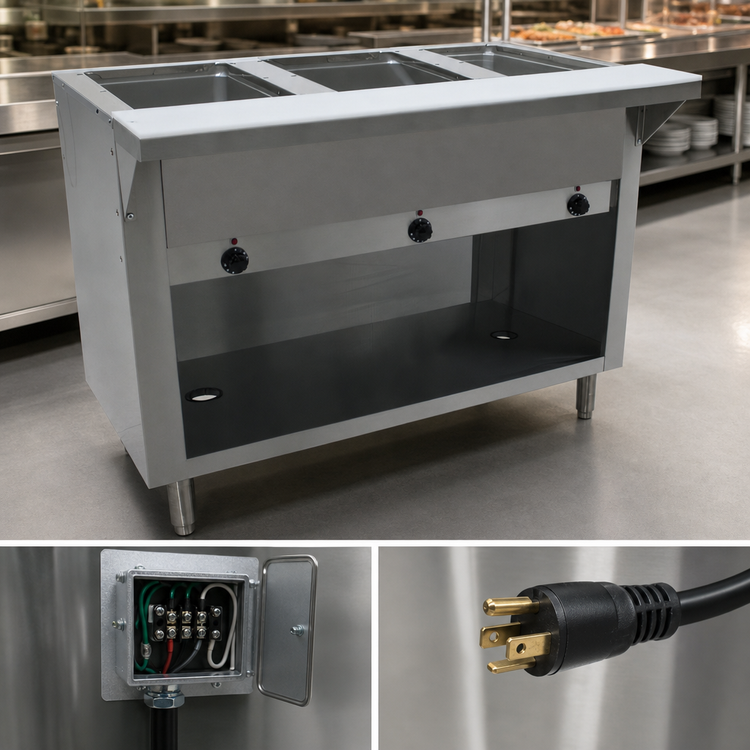 Product image #4 for Electric Hot Food Table with 3 Wells, 208/240V, Stainless Steel, 47-1/8 Inch Wide