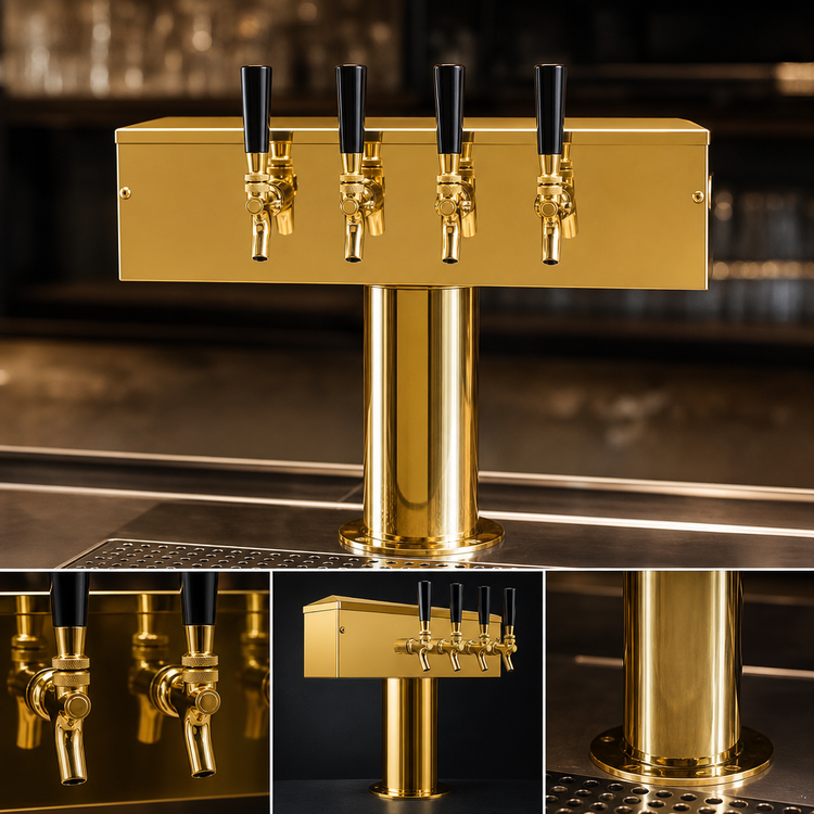 Product image #4 for 20-Inch T-Style 4-Faucet Countertop Air-Cooled Draft Beer Tower with PVD Brass Finish