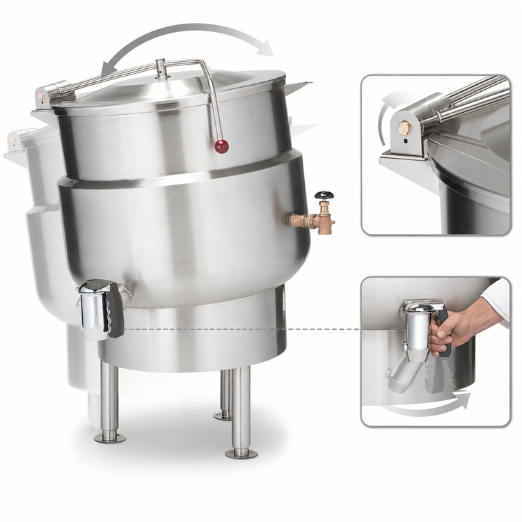 Product image #4 for Vulcan K60DLT 60-Gallon Direct Steam Floor-Mounted Tilting Steam Kettle