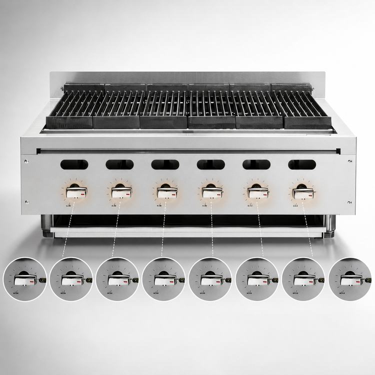 Product image #4 for Vulcan Achiever VACB47 Heavy-Duty Countertop Gas Charbroiler, 46-7/8 Inch, 8 Burners