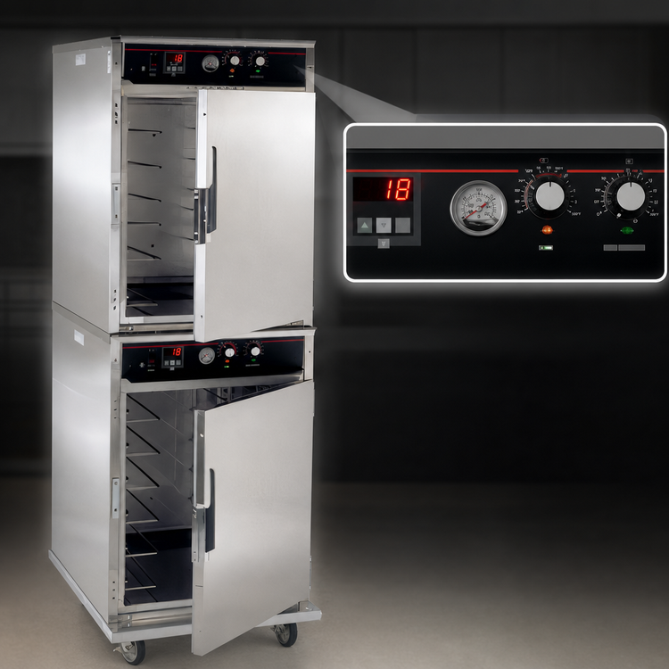 Product image #4 for Cres Cor Roast-N-Hold Mobile Stacked Half-Size Convection Cook and Hold Oven, 2 Compartments, 208V/3-Phase