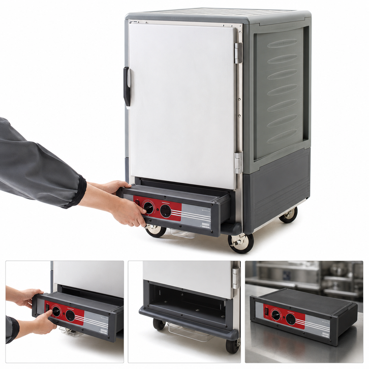 Product image #4 for Metro C5 3 Series Half-Height Heated Holding Cabinet with Solid Door, Gray Insulation Armour, Fixed Wire Slides