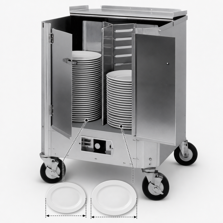 Product image #4 for Heated Dish Dolly, 180 Plate Capacity, Enclosed Hinged Doors, Aluminum, 120V