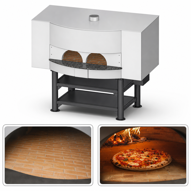 Product image #4 for Marra Forni Square Wood-Fired Pizza Oven with 83 x 31 Inch Brick Deck and Steel Stand