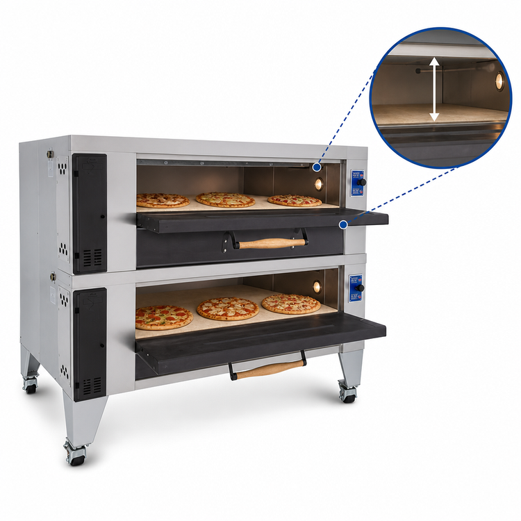 Product image #4 for Bakers Pride Super Deck Series Y-602BL-DSP Double Deck Gas Display Pizza Oven with 60 x 36 Inch FibraMent Stone Deck