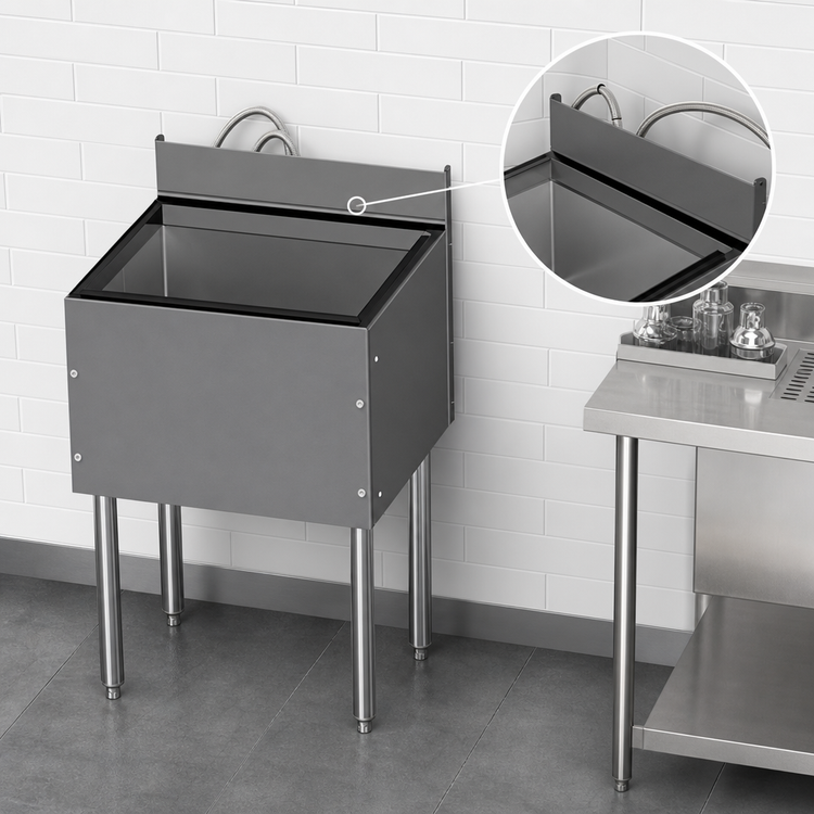 Product image #4 for Choice Extra Deep Stainless Steel Underbar Ice Bin, 36 Inch W x 19 Inch D, 139 lb. Capacity