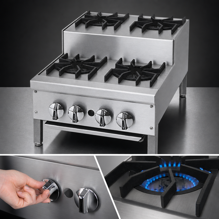 Product image #4 for Supreme 12-Inch Gas Step-Up Hotplate, Floor Model, 2 Burners