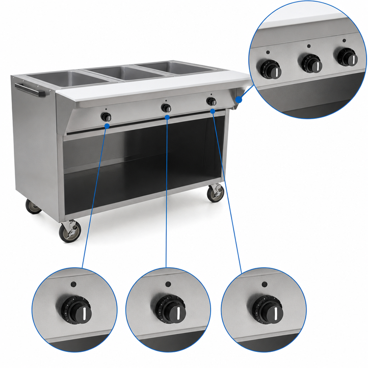 Product image #4 for Spec-Master SPHT3CB-240-3 3-Pan Electric Sealed Well Hot Food Table with AutoFill