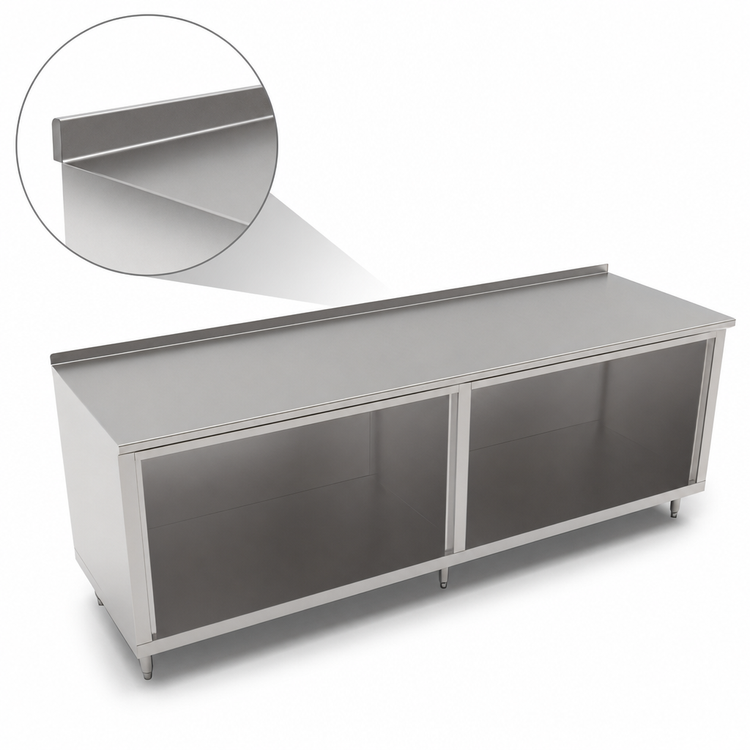 Product image #4 for John Boos 120-Inch x 36-Inch Open Front Stainless Steel Work Table with 1-1/2-Inch Rear Riser