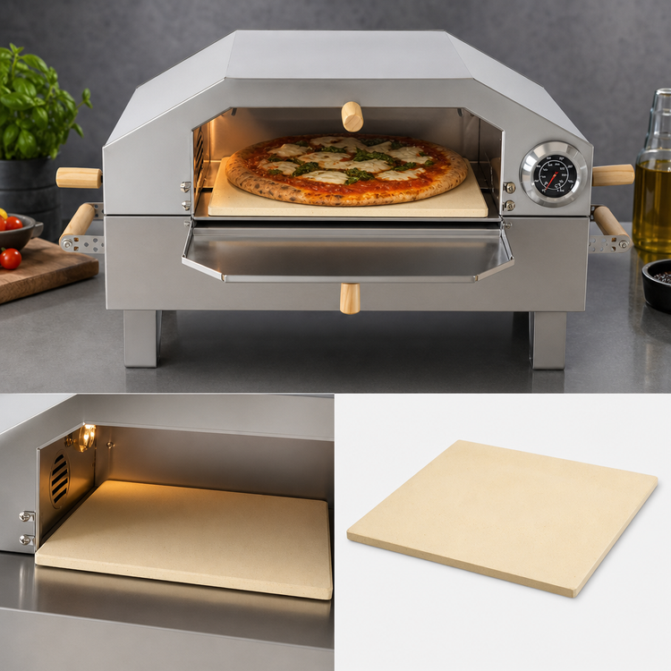 Product image #5 for Omcan 1-Deck Countertop Propane Gas Pizza Oven with Foldable Legs and Pizza Stone