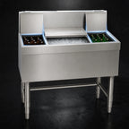 Thumbnail image #4 for Eagle Group Spec-Bar BCT60-24 60-Inch Freestanding Insulated Combo Ice Bin and Bottle Unit, 127 lb. Capacity, 16-Bottle Storage