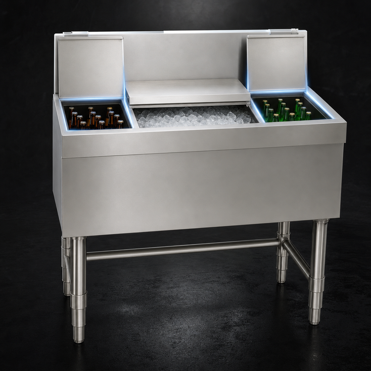 Product image #4 for Eagle Group Spec-Bar Insulated Combo Ice Bin and Bottle Unit, 60-Inch x 24-Inch, 127 lb. Capacity