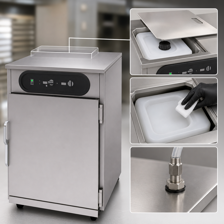 Product image #4 for VaporPro hotLOGIX HL10-8 Half-Height Humidified Holding Cabinet, 1 Compartment, Solid Door, 16 12 x 20 / 8 18 x 26 Pan Capacity