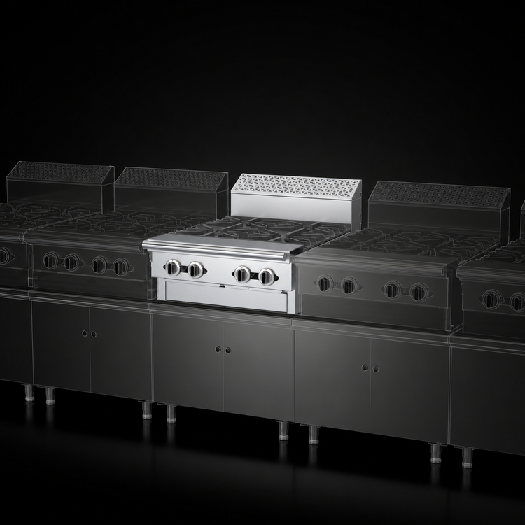 Product image #4 for Garland Cuisine Series Heavy Duty 24-Inch Gas Add-A-Unit Range, Modular Top, 4 Open Burners