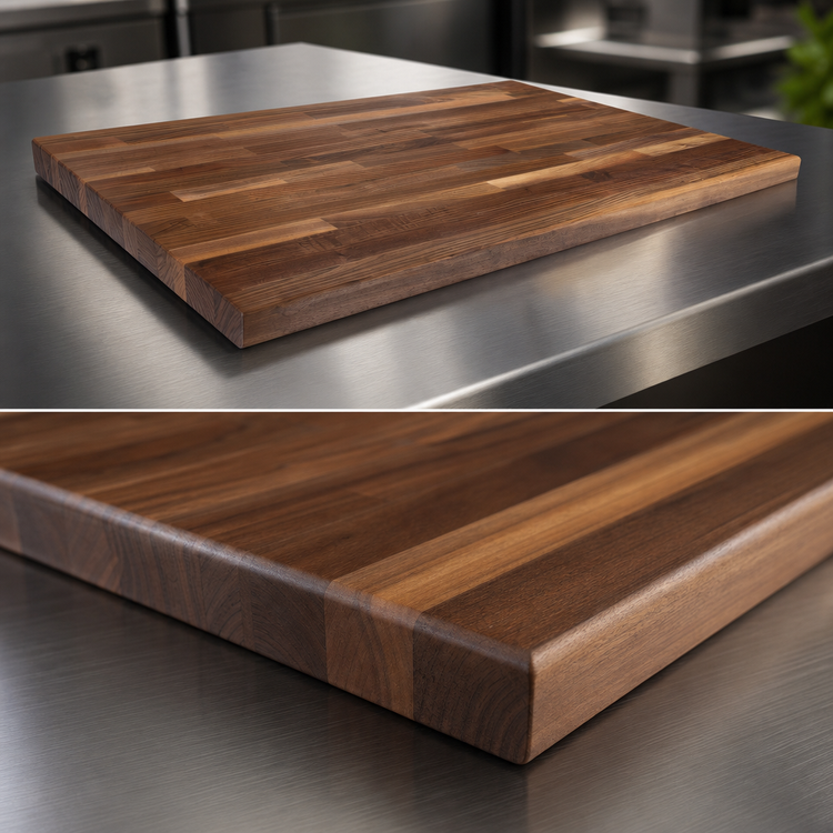 Product image #4 for Boos Block American Black Walnut Kitchen Countertop, Blended Rails, Edge Grain, 144 x 25 x 1-1/2 Inch, Varnique Finish
