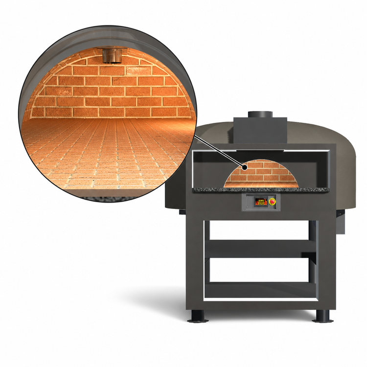 Product image #4 for Facade Enclosed Gas-Fired Round Brick Deck Pizza Oven with Programmable Touch-Screen Controls and Stand